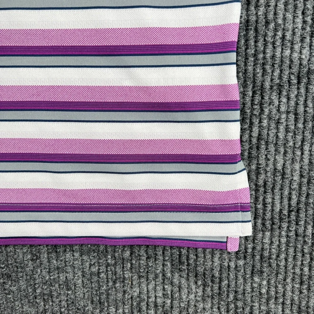 Adidas Polo Shirt Mens XL Extra Large Purple Striped Short Sleeve Golf Casual